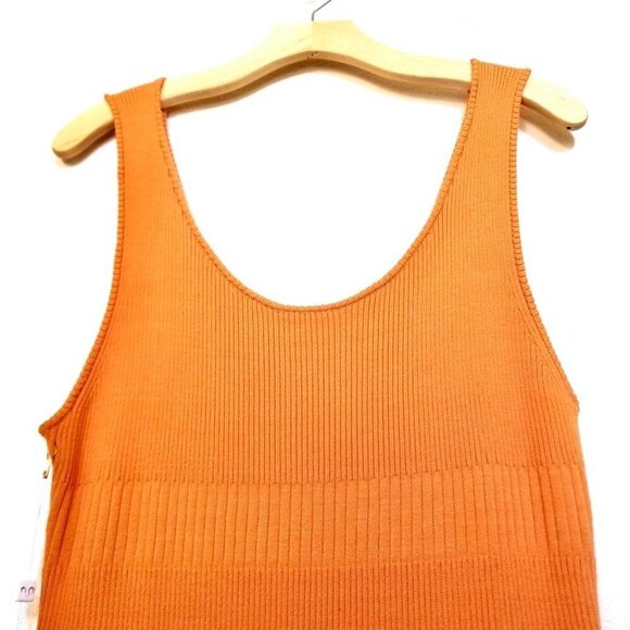 NWT Ronny Kobo Ivana Minimal Ribbed Knit Slit Midi Tank Dress Burnt Orange XL - Picture 6 of 16